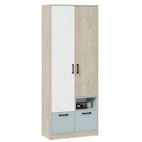 Оливер Шкаф для одежды (Дуб Крафт серый/Белый/Серо-голубой
