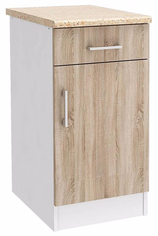 Уют СТЛ.275.03 Шкаф напольный 40 + фасад + столешница Белый/Дуб Сонома