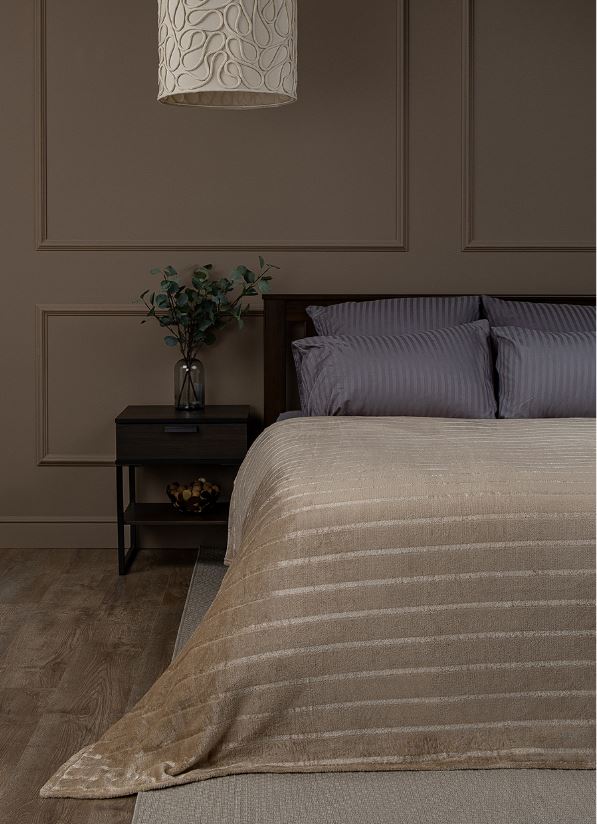 Плед Texrepublic фланель однотонный страйп 1,5 сп 30683