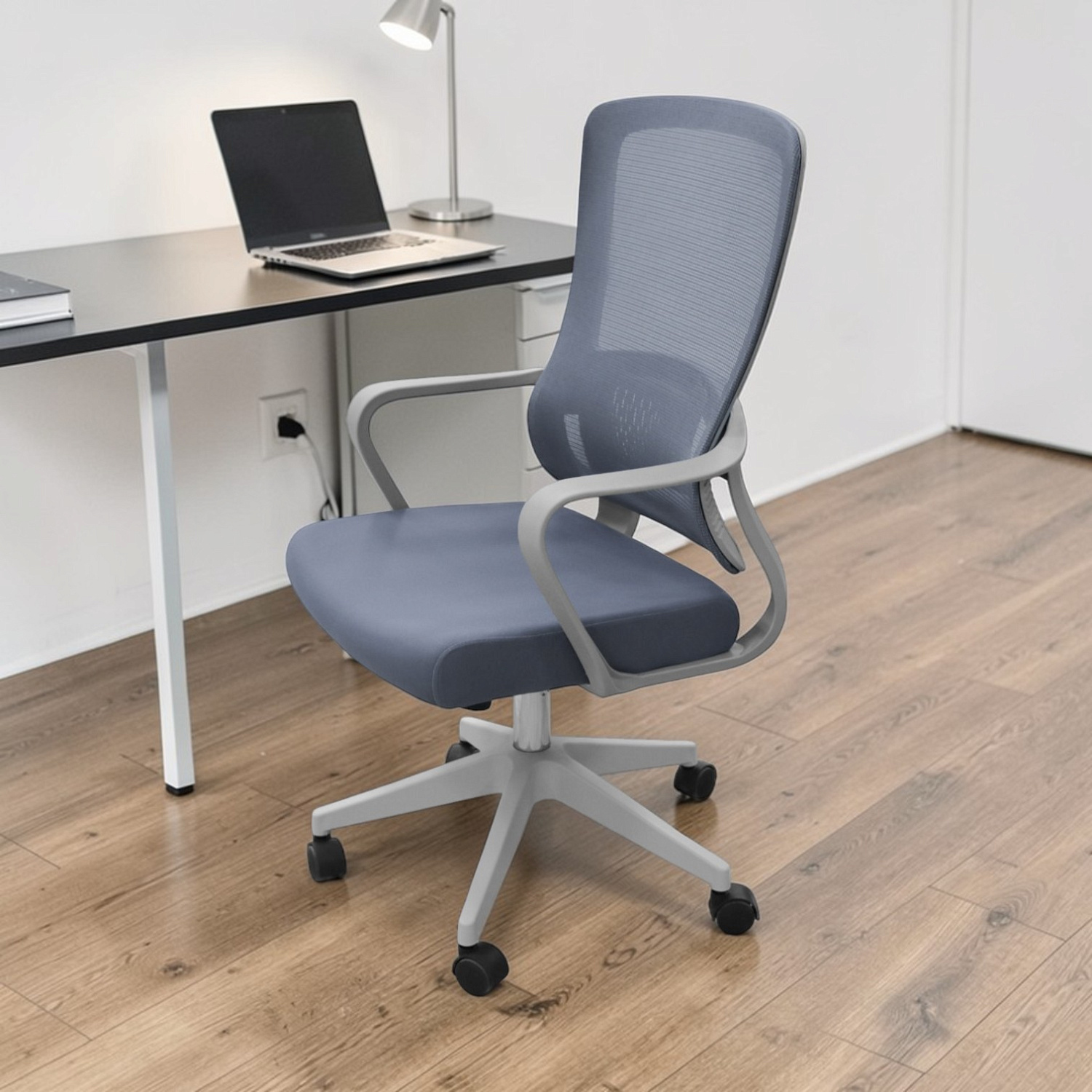 Кресло офисное OM658G поролон+ сетка, серый 56x50x103-113 см