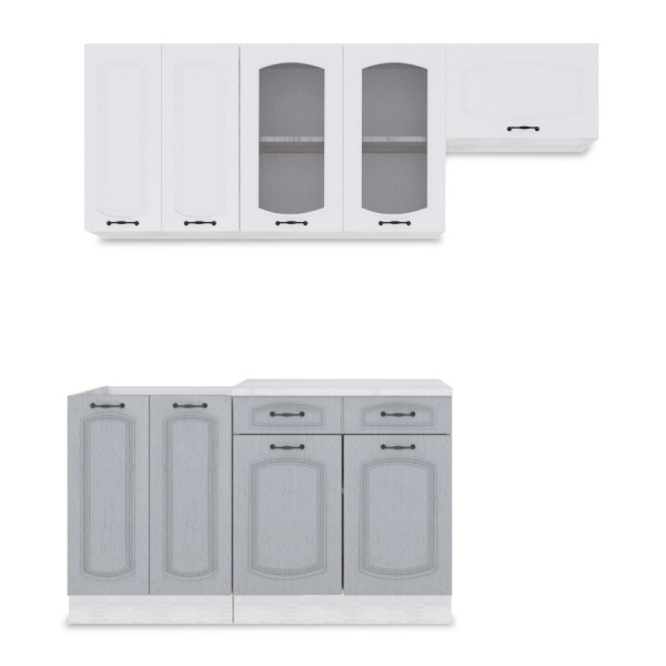 Кухня РАВЕННА Анкор светлый/Дуб светл/Дуб дымчат (Столешница Альберика+сушка+планка) 