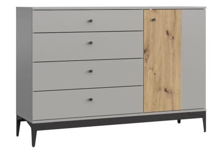 НОРДИК Комод-140 Холодный серый Дуб Артизан