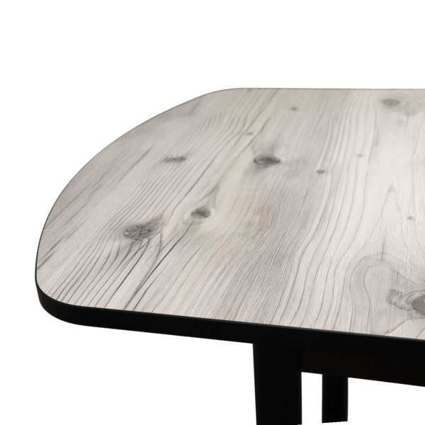 Стол Фаворит 1100(+400)*700 Пластик Бискайск.сосна,бабочка(B5)/ЛДСП бодега темн+опоры(черн)