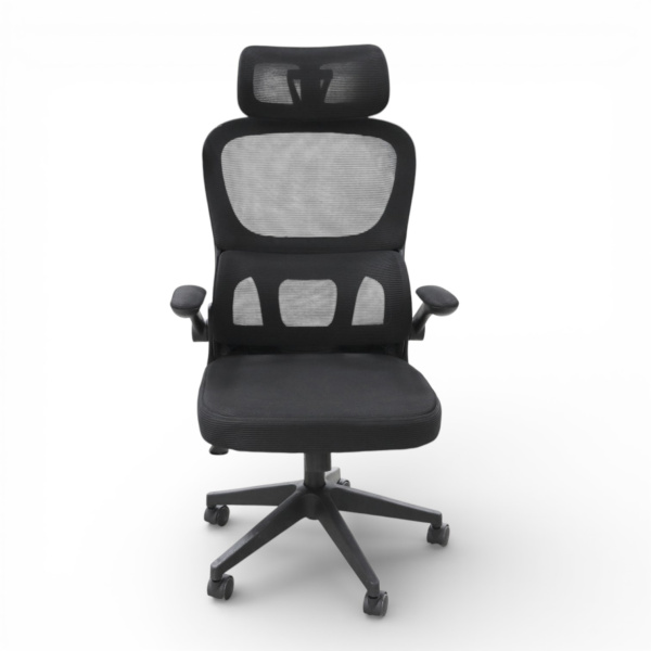 Кресло офисное OM889B поролон-сетка, черный 63x50x124-134 см