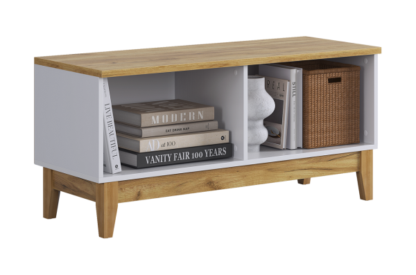 Тумба  Хюгге белое дерево/дуб крафт золотой/белый матовый