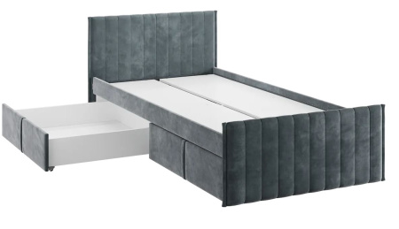 Кровать с ящиками Твикс 90х200 см (графит (велюр))