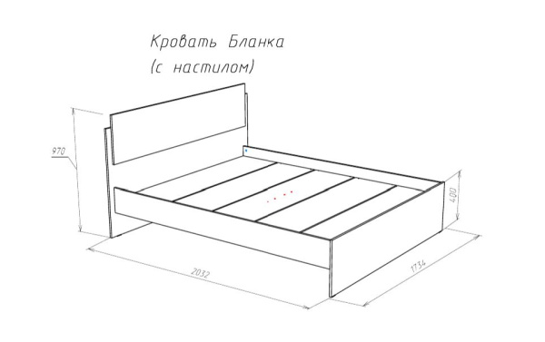 Бланка Кровать 1600*2000 дуб сонома/белый глянец