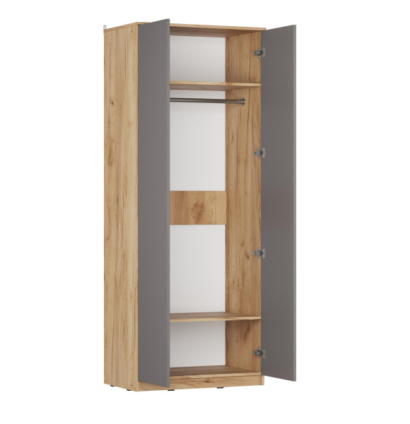 Сити Шкаф ШР-2/1 Сити  Серый Графит/Дуб Крафт Золотой 