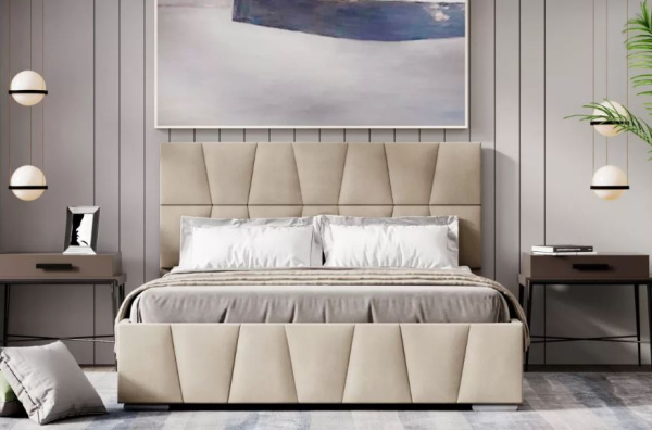 Кровать Пассаж (04) 1600*2000+Рама для кровати 1600*2000 (без косынок) с подъемным механизмом /Glory 110 беж