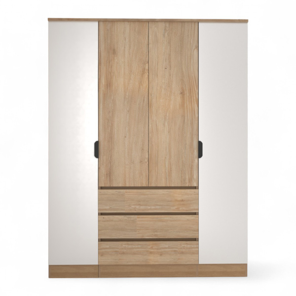 Шкаф ВЕНСЕН Дуб сонома 4-х дв., 3 ящ, Зеркало/ Дуб Сонома