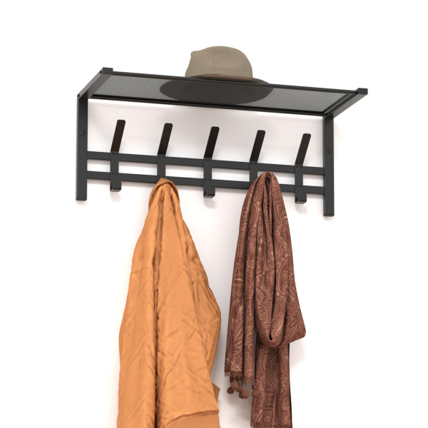 Вешалка Торонто 21 с полкой металл Черный