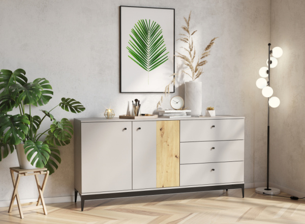 Комод Нордик Холодный серый/Дуб Артизан