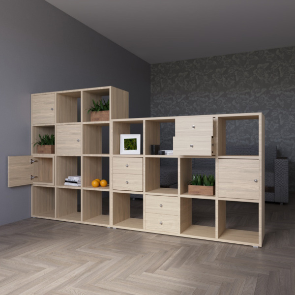  Стеллаж КОРИНН 1 х 4 ячейки / Дуб сонома 