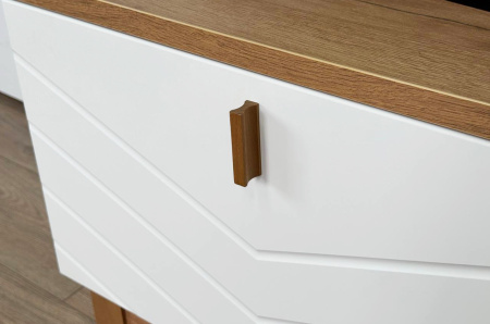 Тумба  Хюгге белое дерево/дуб крафт золотой/белый матовый