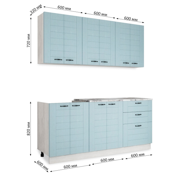 Кухня Сонет Лофт /  Дуб Бирюза